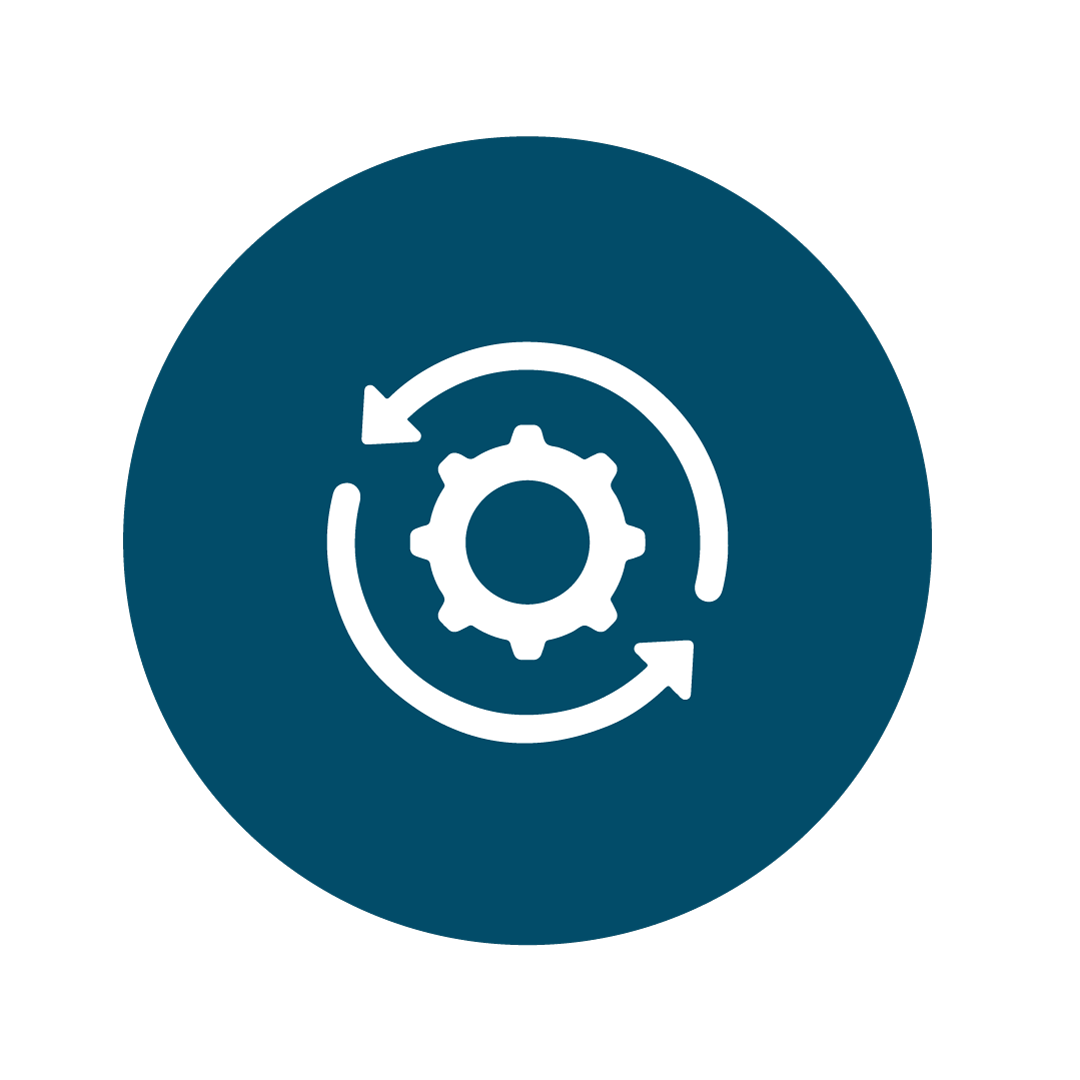 A rotating gear icon