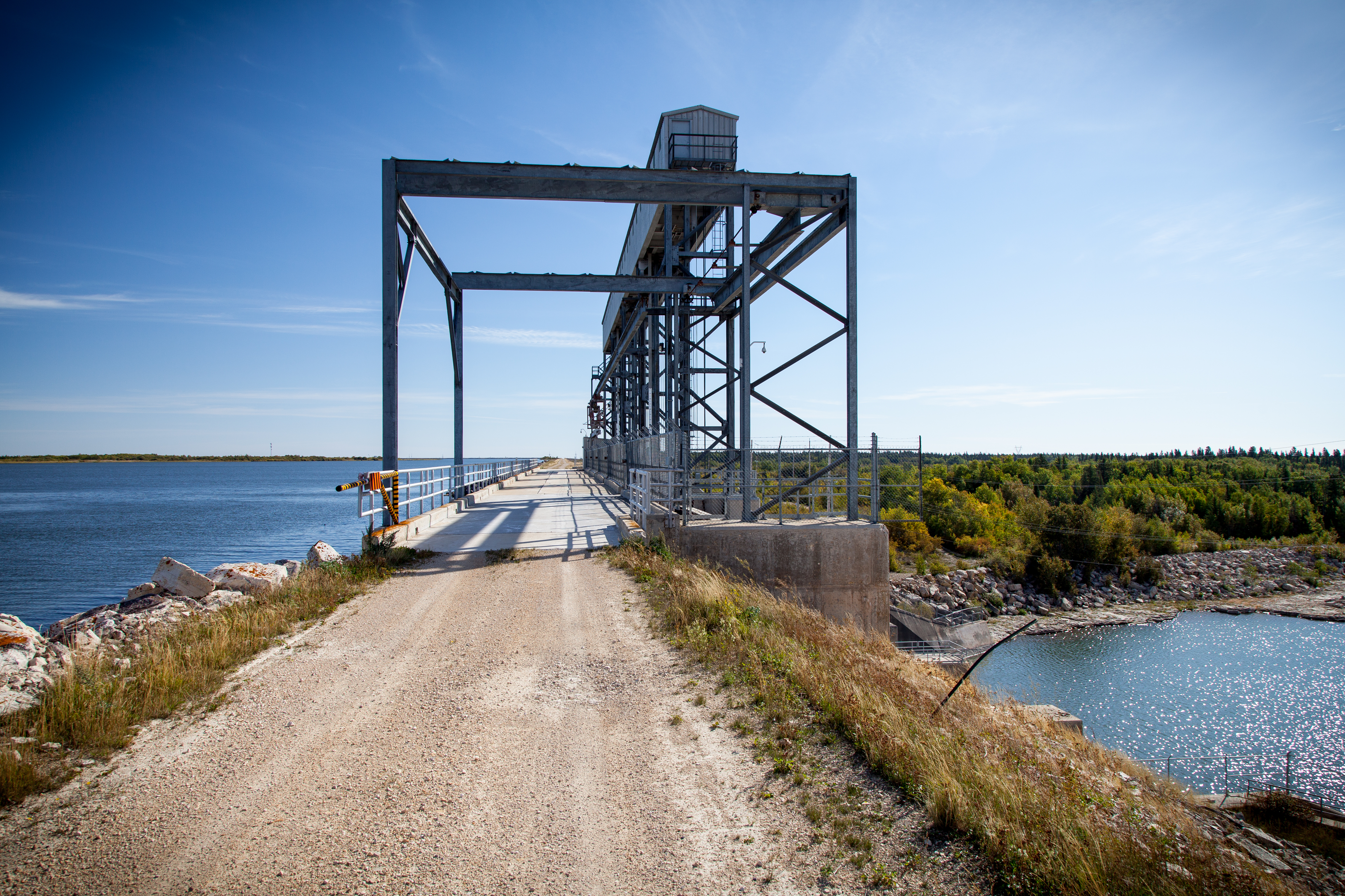 A bridge that crosses a dam