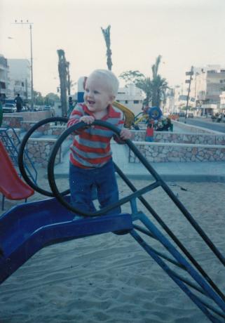 A young child on a playground