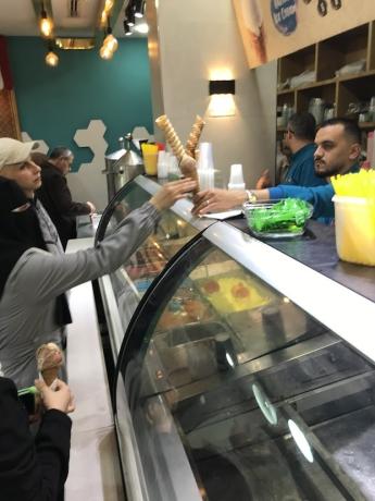 Inside an ice cream shop