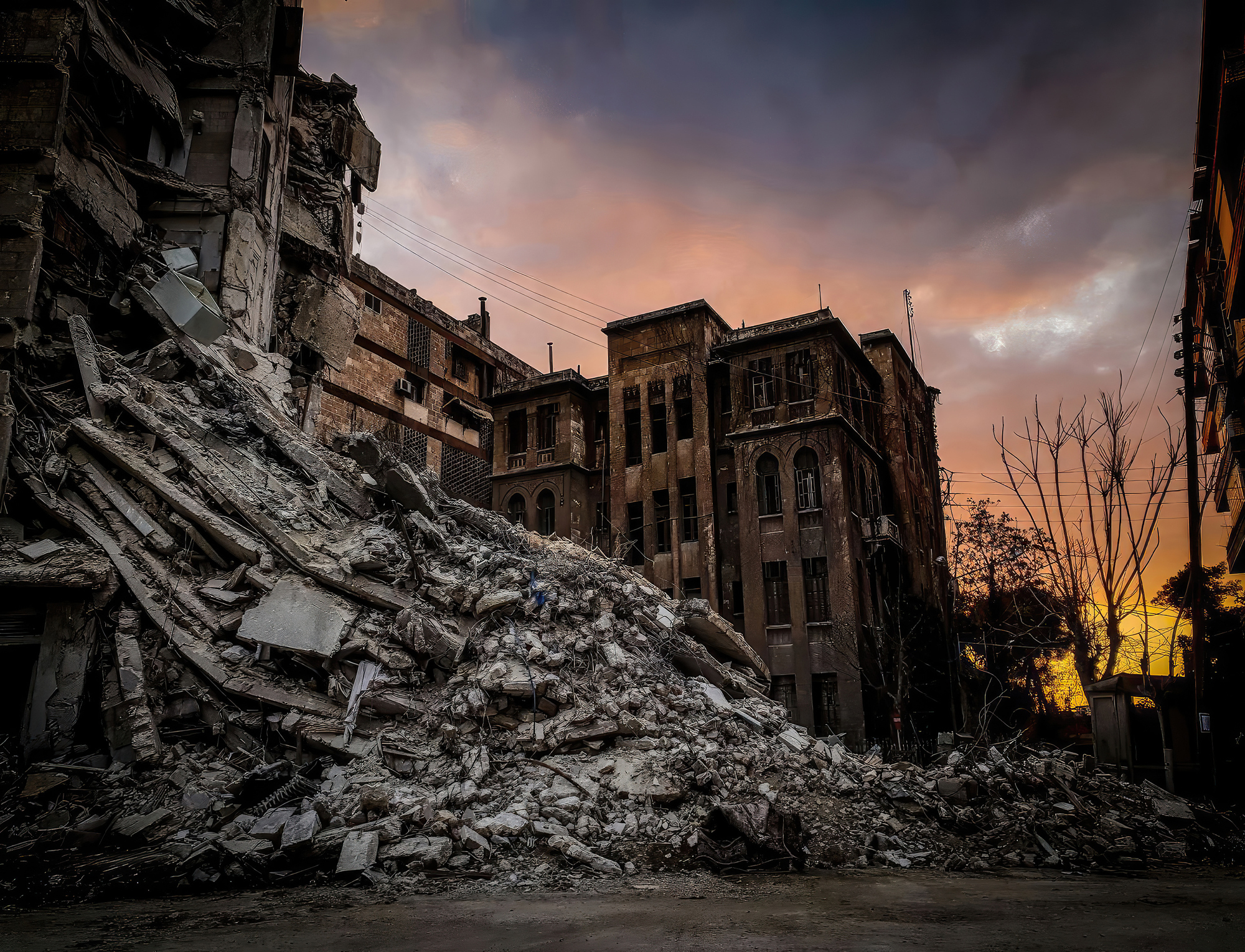 A collapsed building in Syria