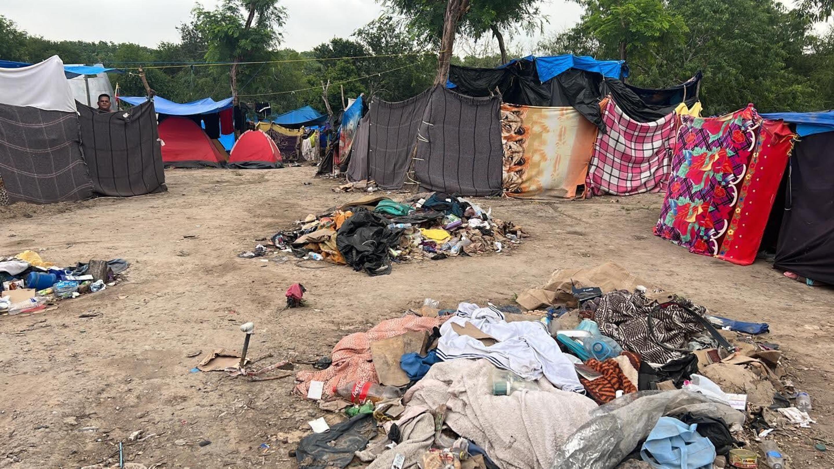migrant encampment in Mexico
