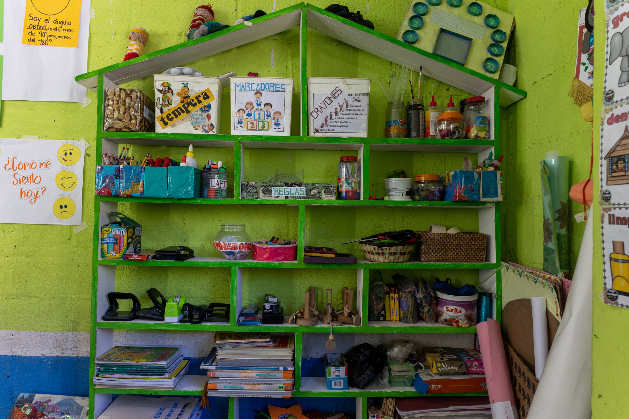 School supplies in a classroom