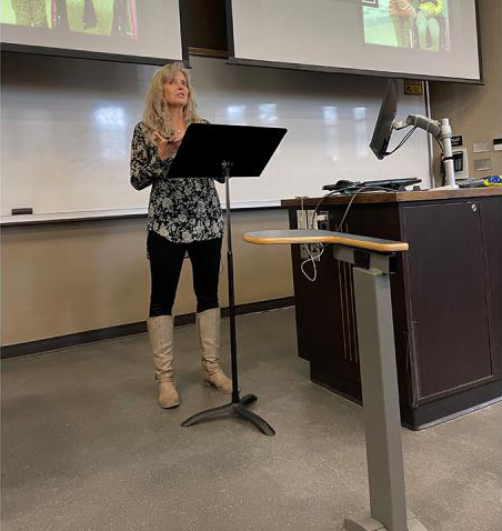 Val Hiebert, program co-coordinator for MCC Manitoba’s abuse response and prevention program and professor of sociology at the University of Manitoba, lectures one of her classes at the University of Manitoba.