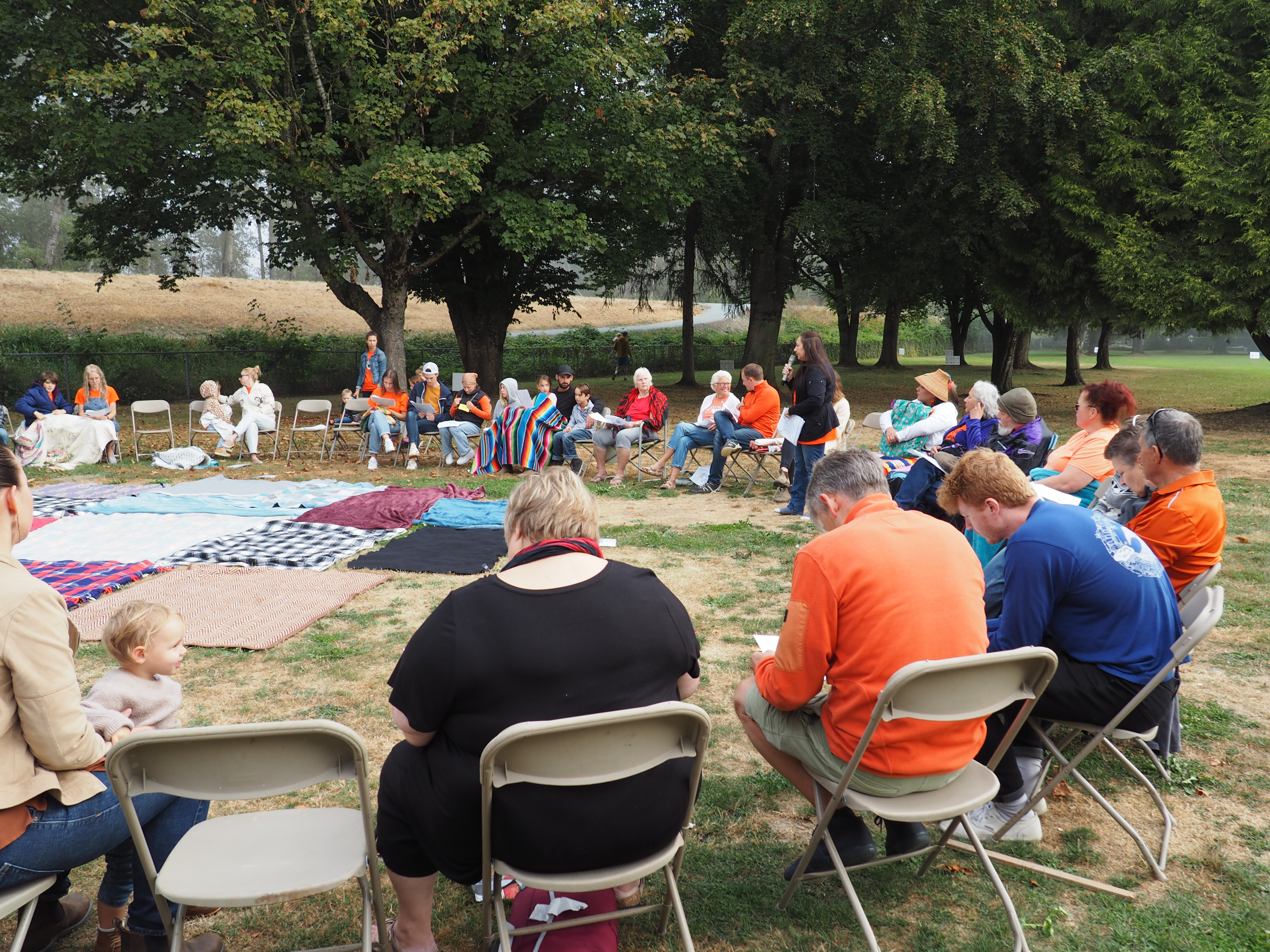 Group of people participating in the Kairos Blanket Exercise.