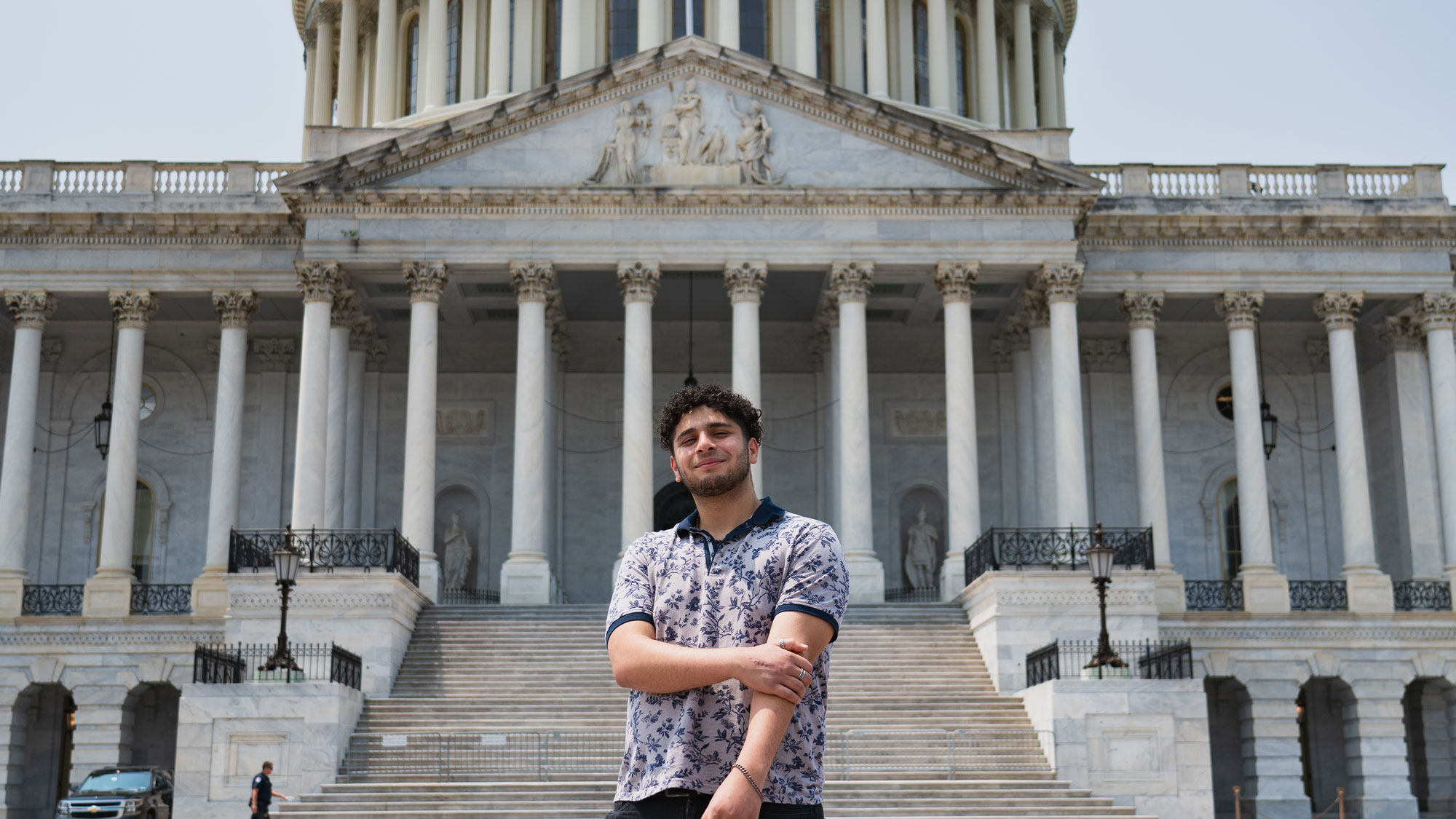 Anthony Jeer in front of the capital building in Washington DC