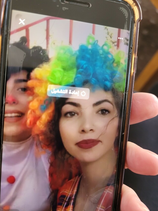 selfie of girl in clown costume