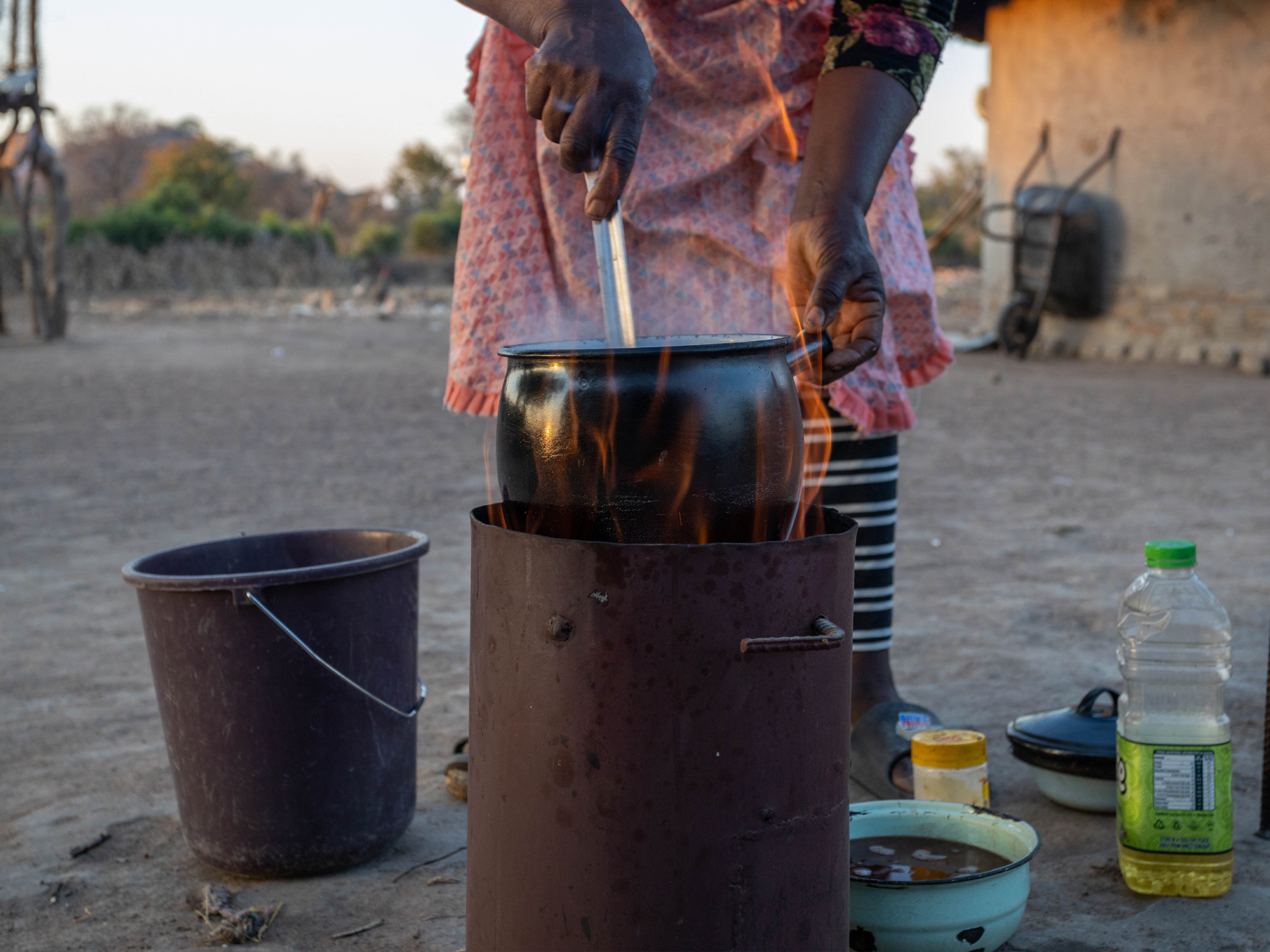 Cooking on an eco-friendly stove.
