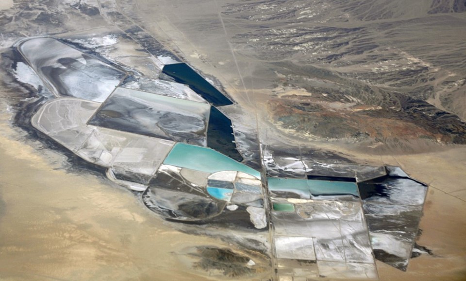 Aerial view of a lithium mine.