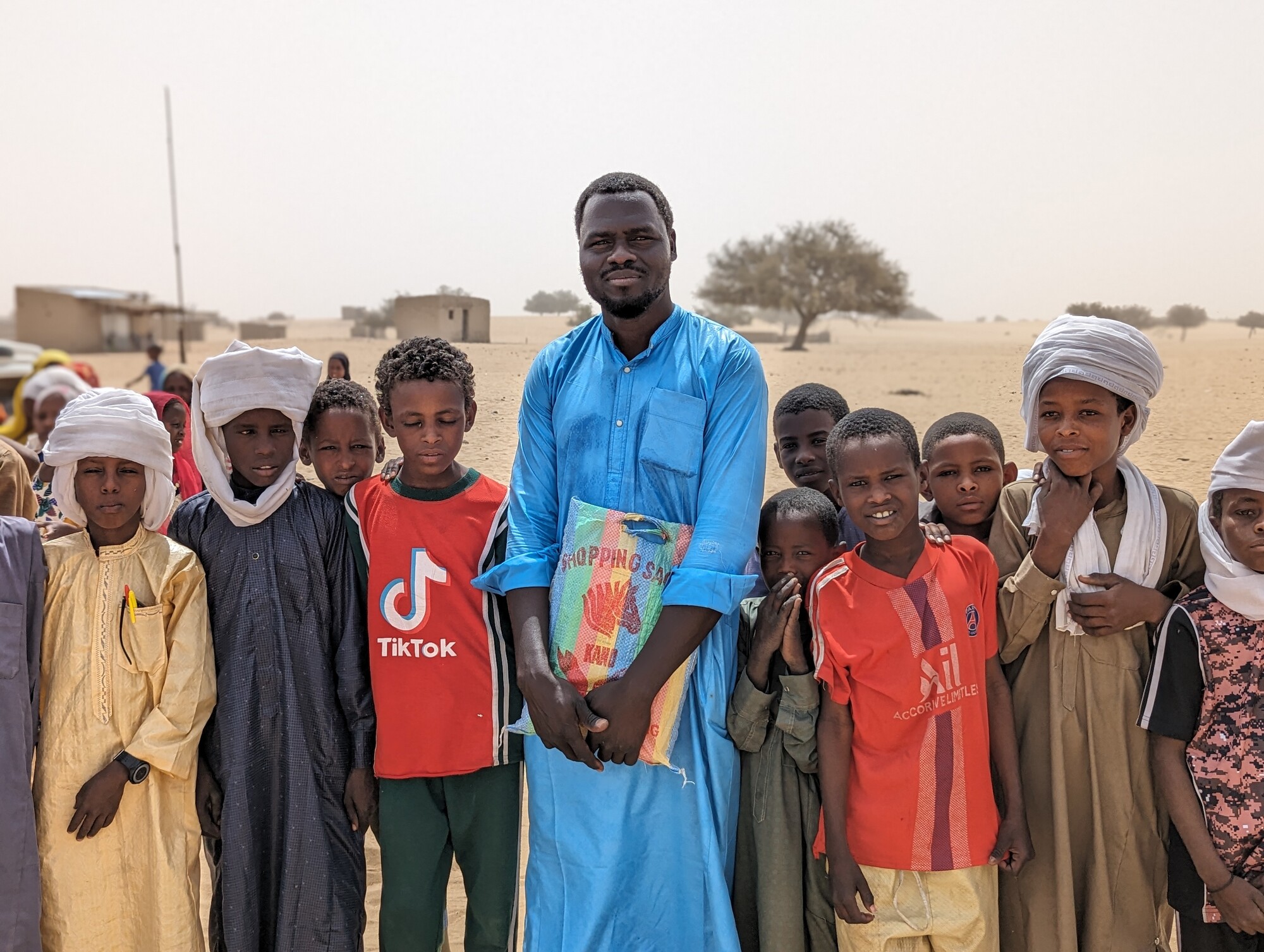 group of students and teacher in Chad