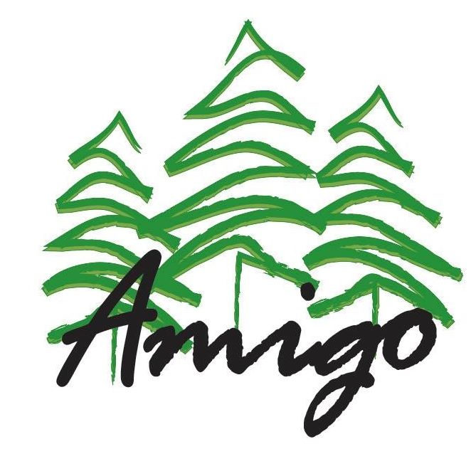 Amigo Centre logo showing three trees with Amigo text