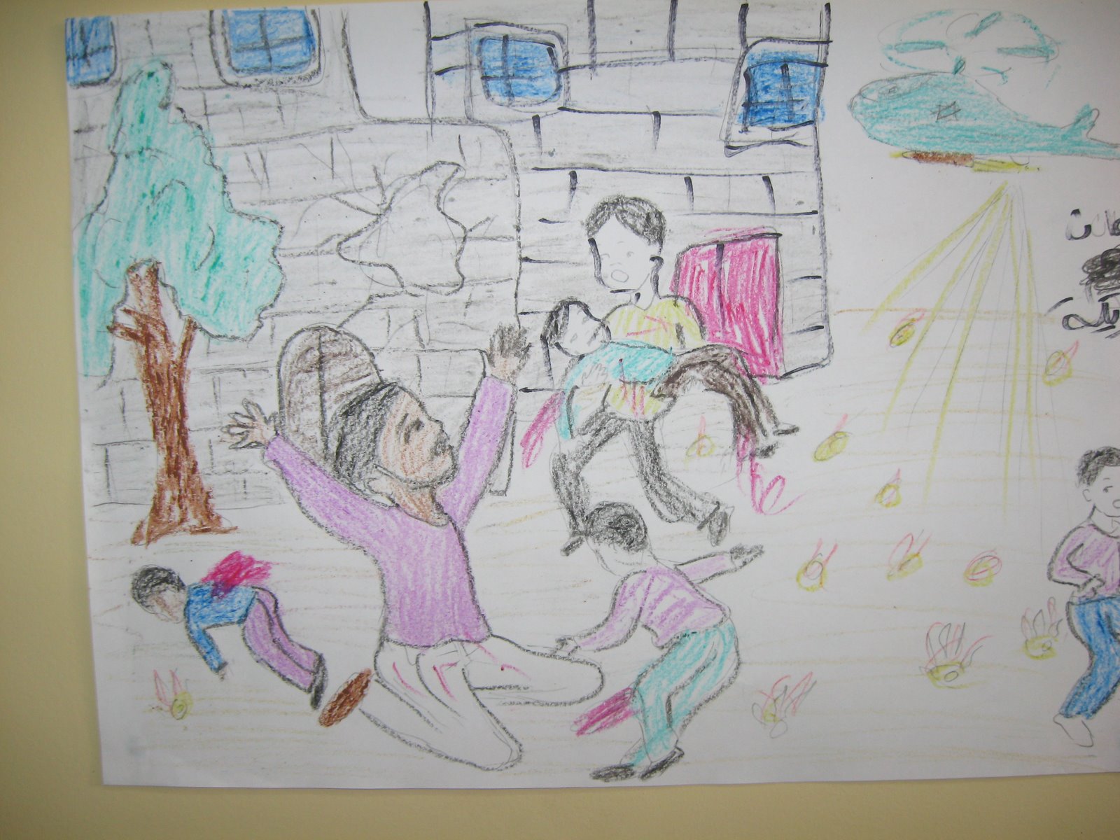 mother's drawing of children being hurt in war