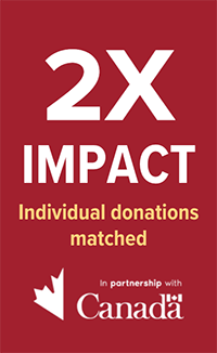 A logo reads "2X impact Individual donations matched"