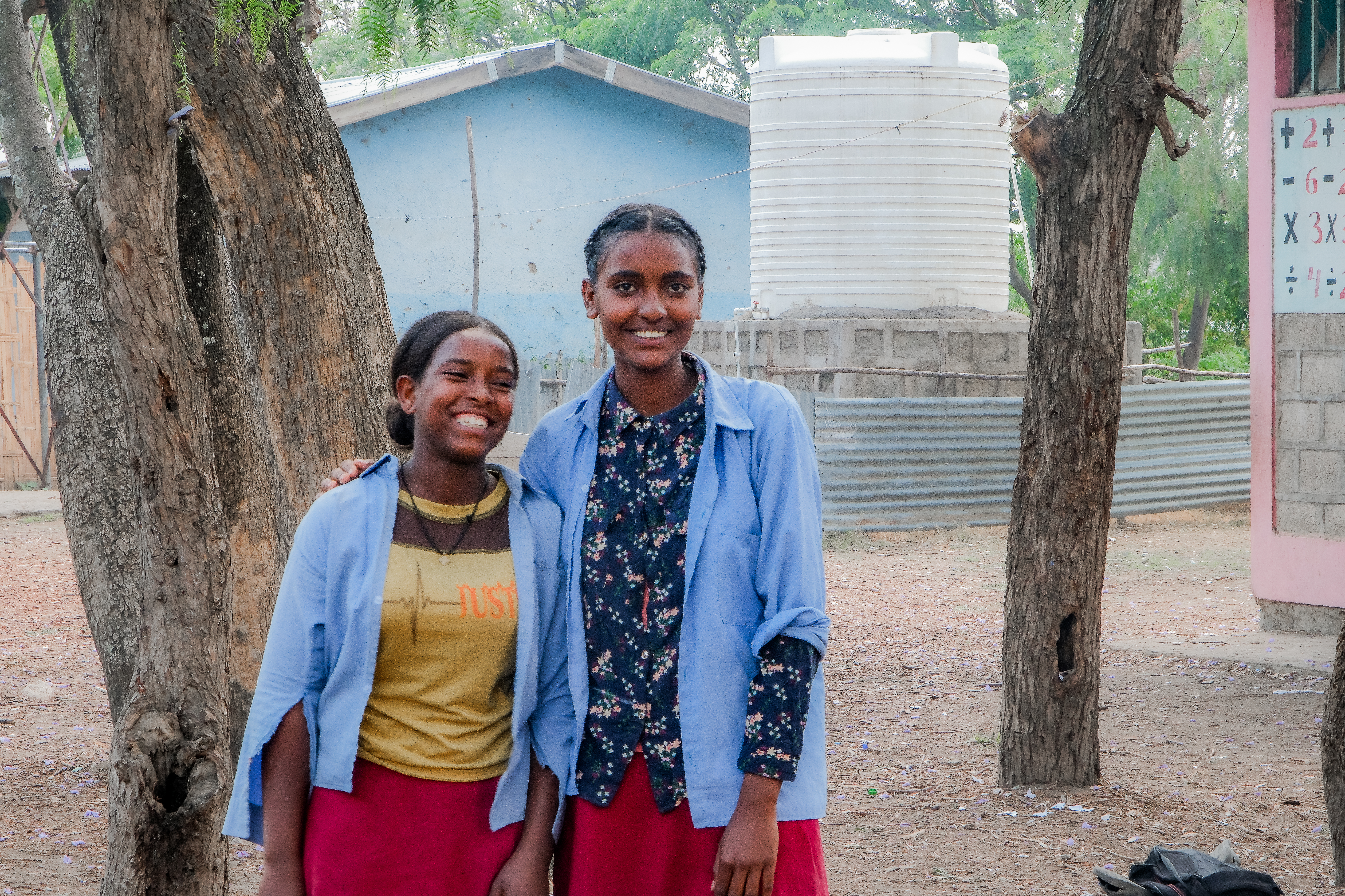 Biskute Mengistu, 4th grade, left, and the newest member of the WASH Health club and Mihret Daba, 8th grade, and the leader of the WASH Health club in Ajiti Primary School in Batu, Ethiopia. March, 2024.