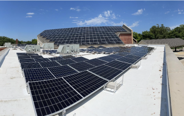 Solar panels on roof of church