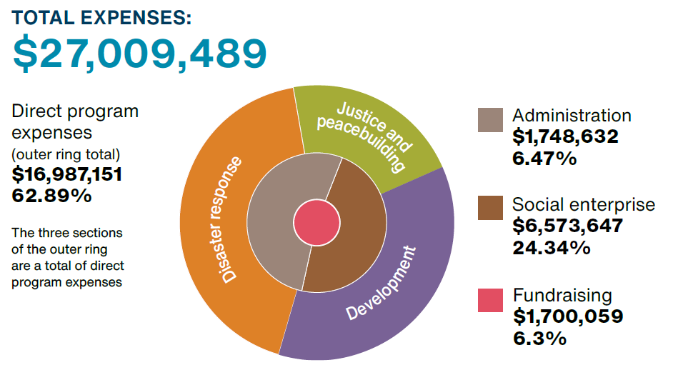 A pie graph showing the 2025 financial outcomes in 2025.