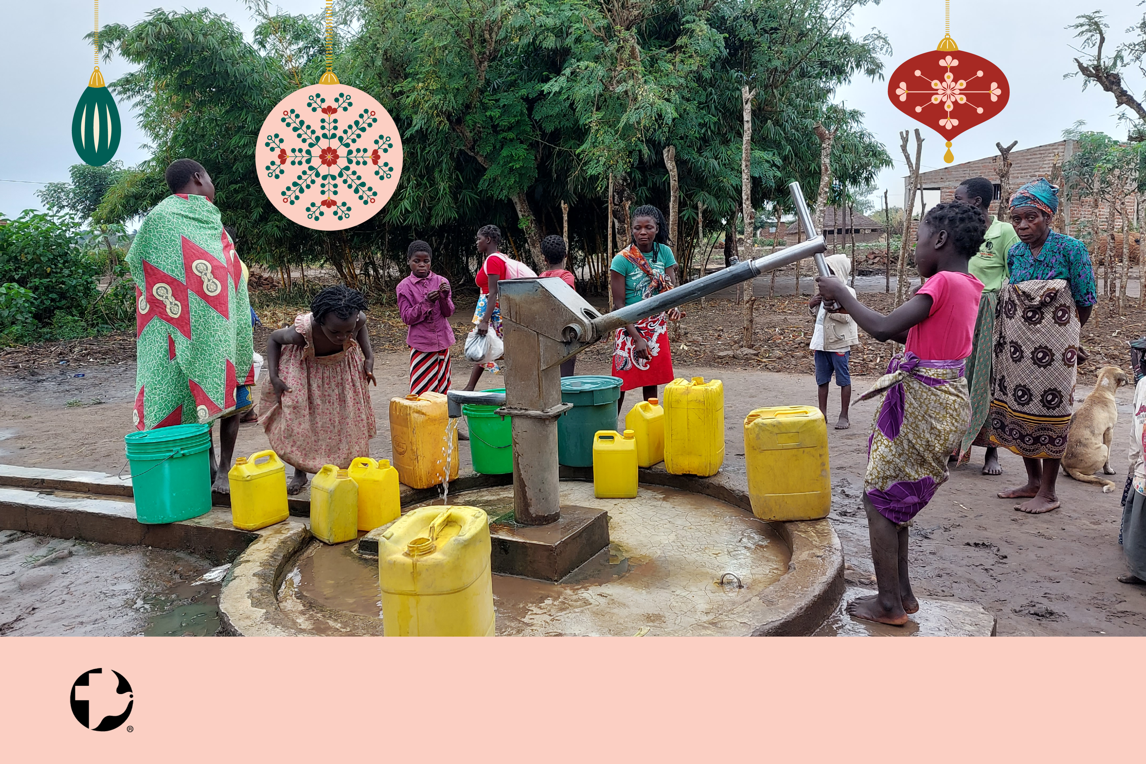 A group of people gathering water at a well