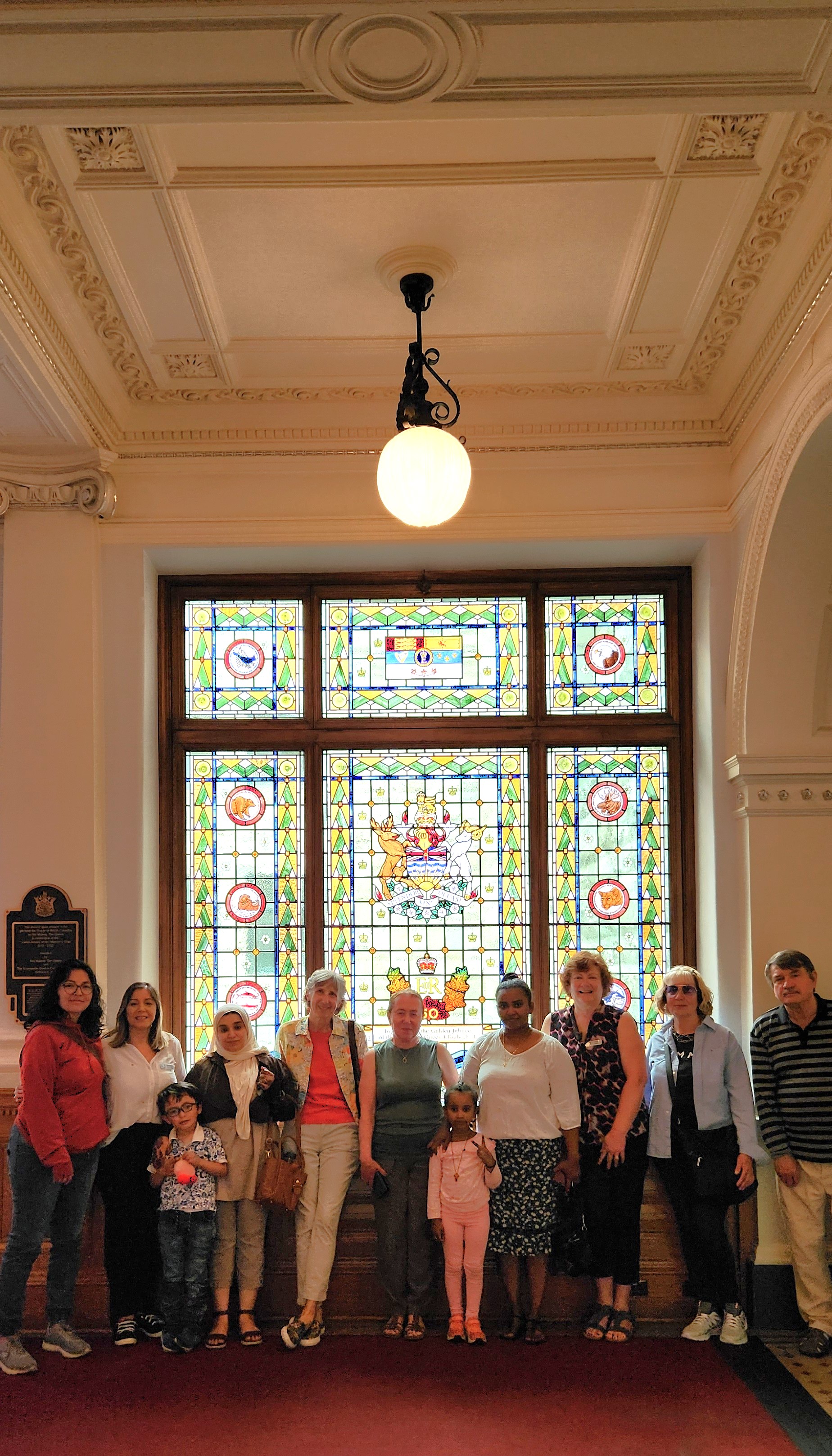 A group of New Foundations participants and volunteers at the BC Parliament building