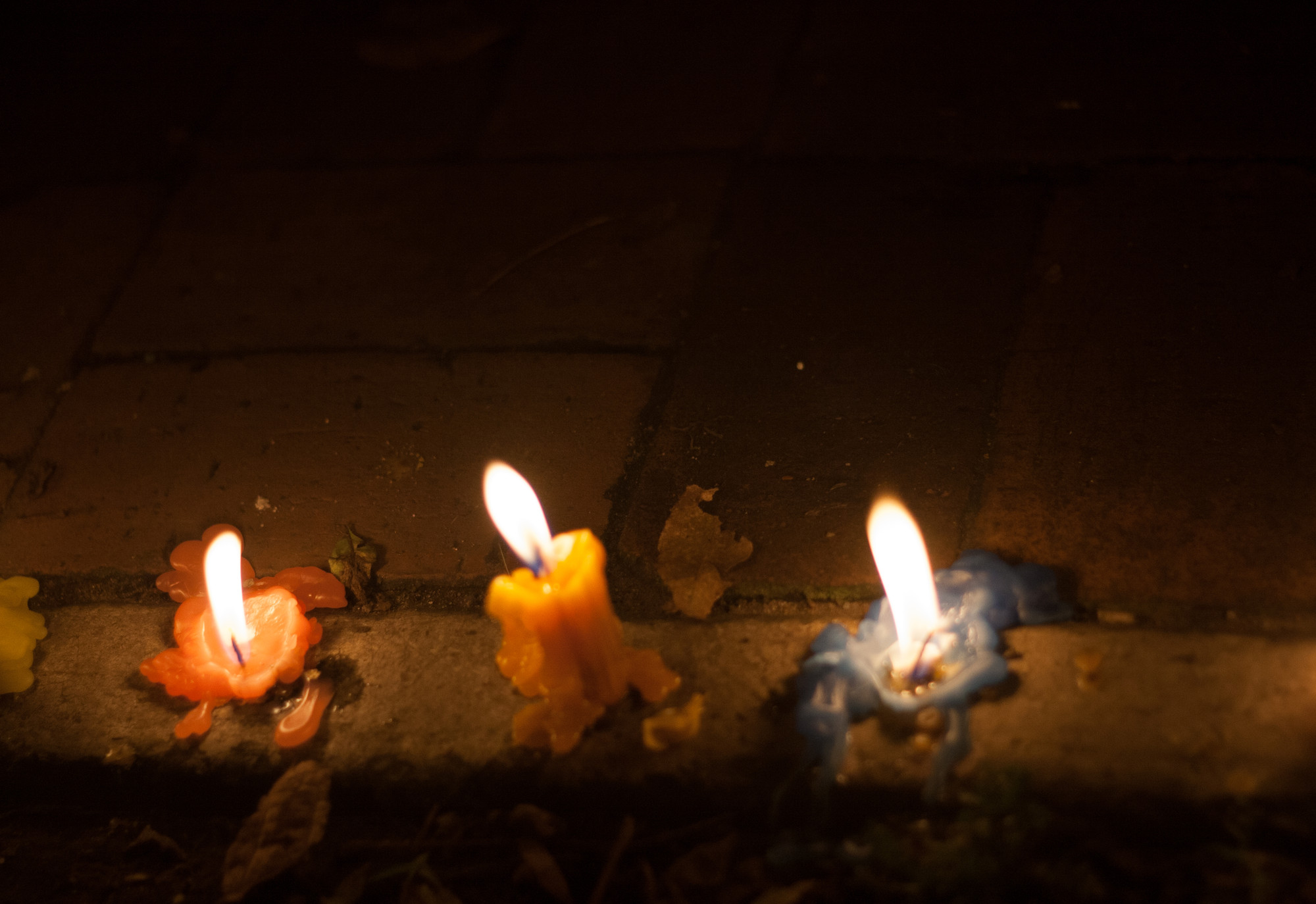Candles on the ground