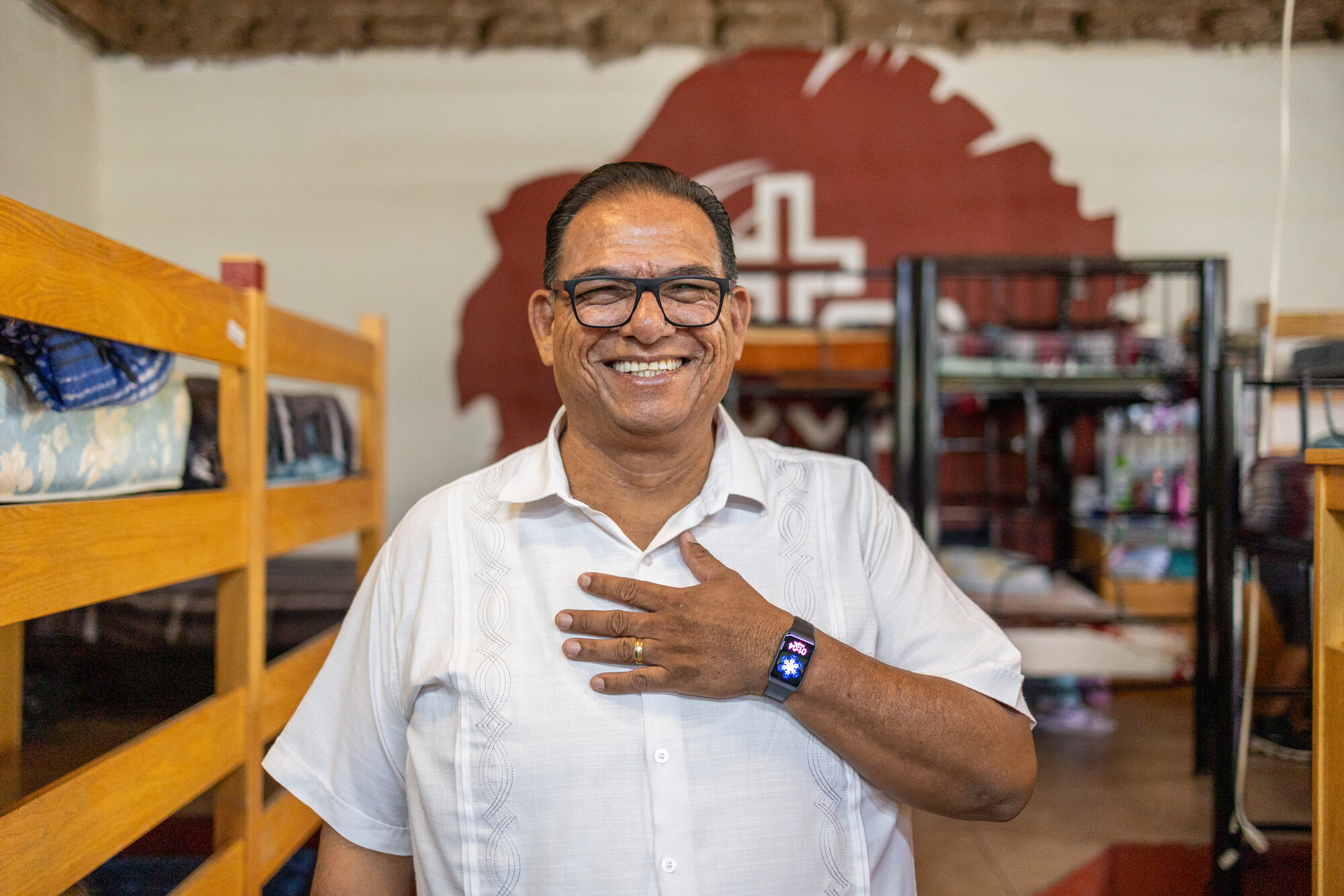 Pastor Roman Dominguez, Manager of Oasis del Migrante (Migrant Oasis) shelter, part of Somos Uno Por Juárez (We are One for Juárez). Somos Uno Por Juárez is a network of 13 church shelters in Juár