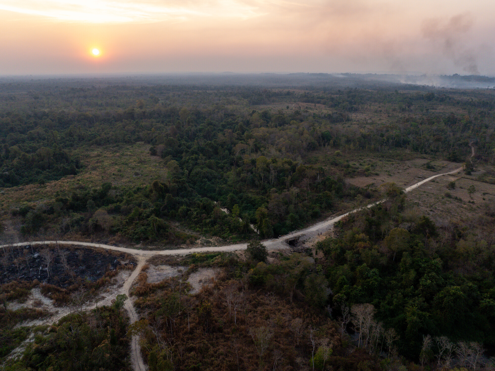 An aerial view of  the Okra Camp on the border between Kratié and Stung Treng provinces.