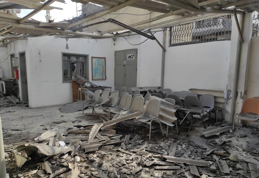 One of the buildings used by the Near East Council of Churches, an MCC partner in the Gaza Strip. The damage to their facilities will significantly impact their ability to serve communities in Gaza. M