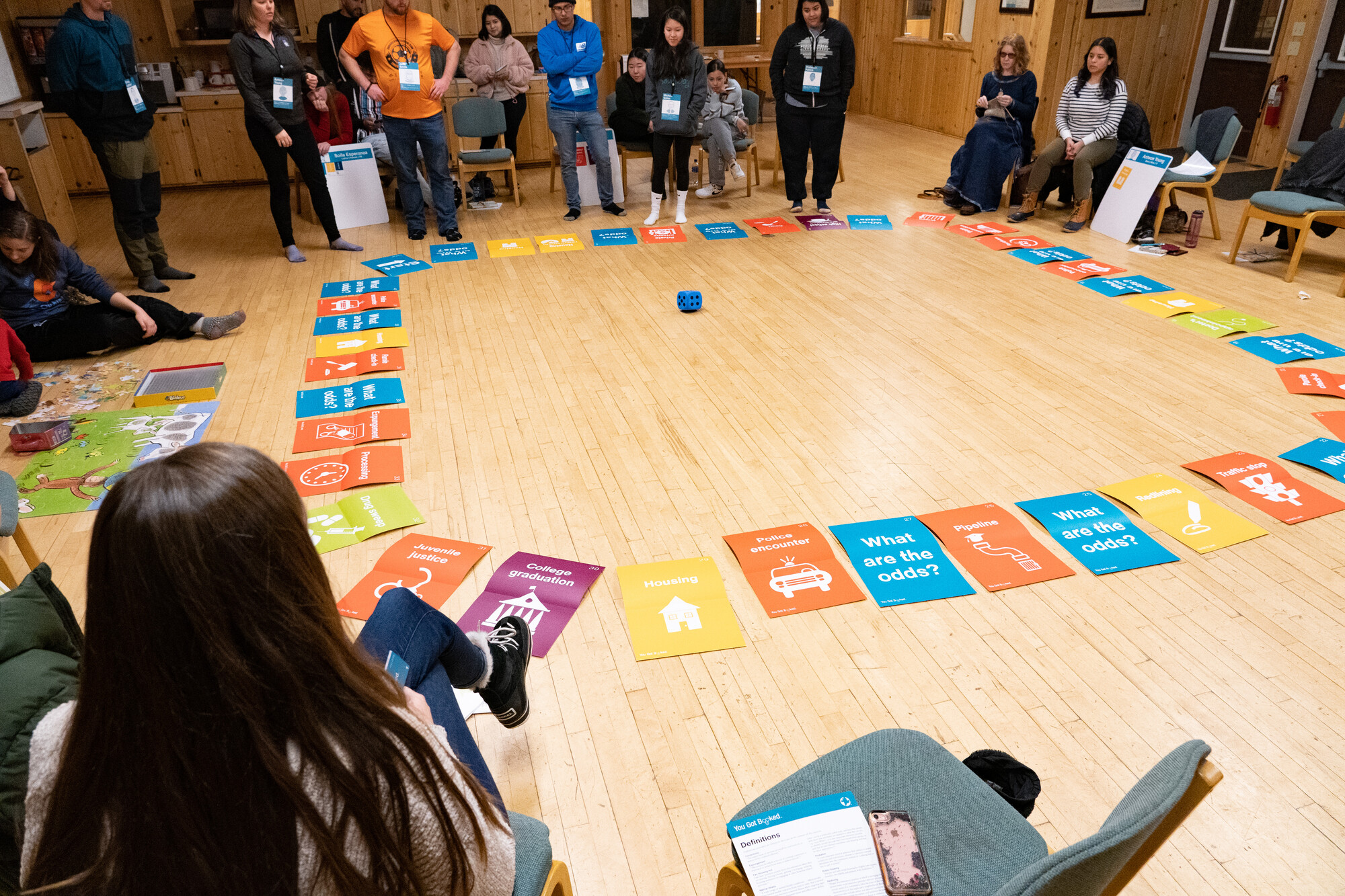At the Young Adult Peacebuilders Training in Colorado Springs, participants experience You Got Booked, a learning exercise that highlights the racial disparities embedded in the criminal legal system