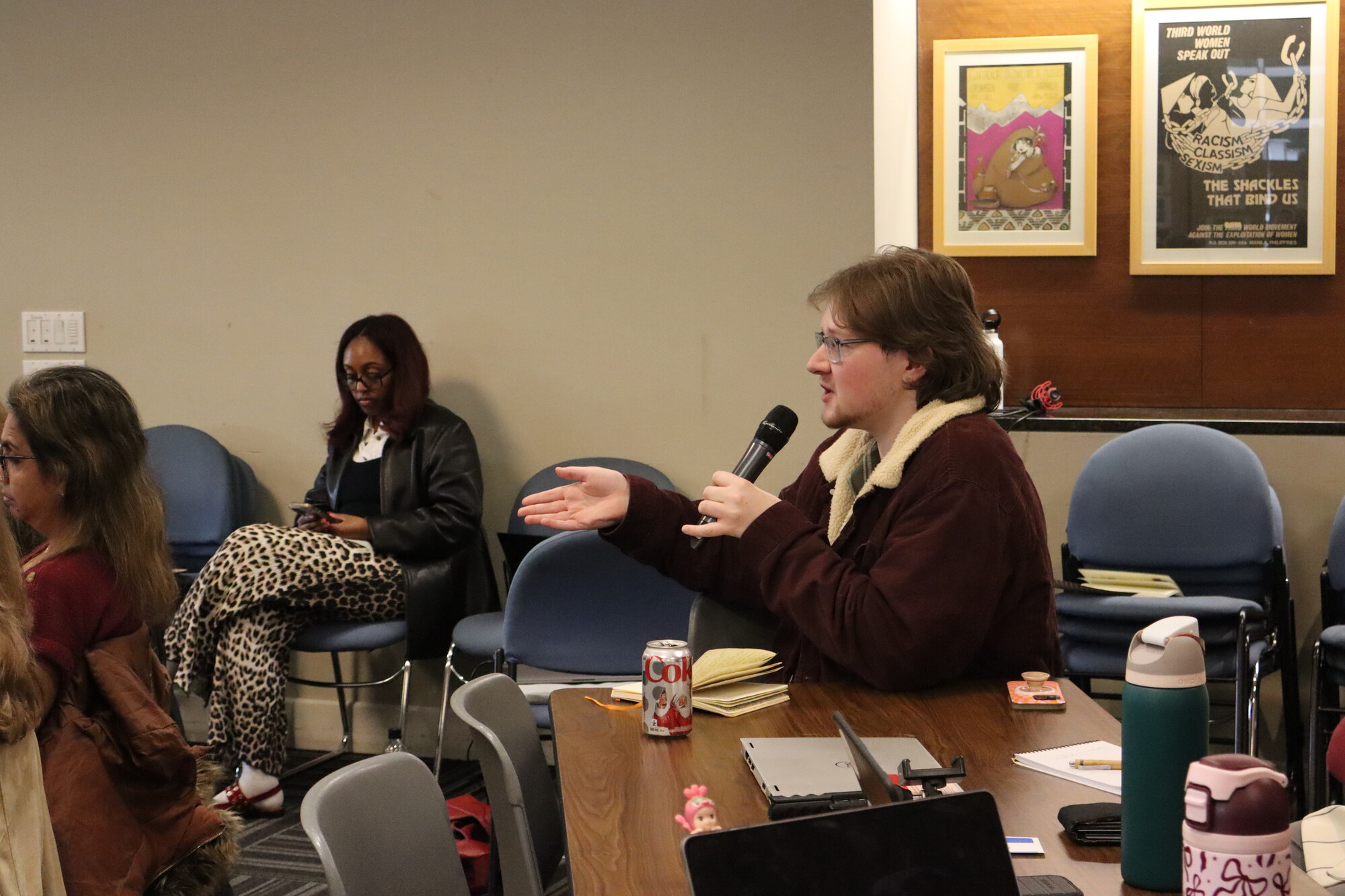 Logan Daughterty, a student from Bluffton University, asks a question during the MCC UN Student Seminar in New York City in November 2025.