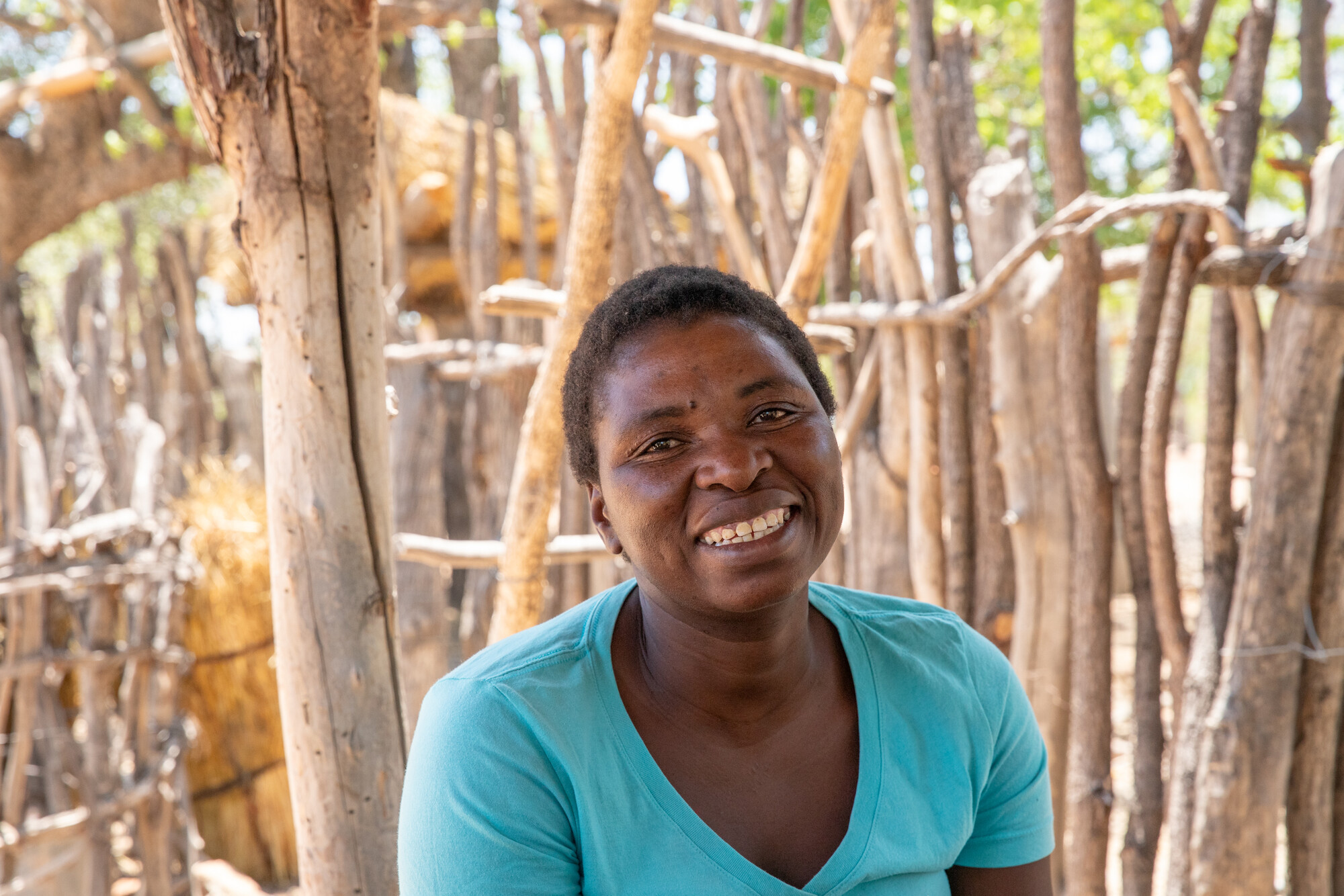 Smile Muzamba at her and her husband's homestead in Muzinda village, Binga district.