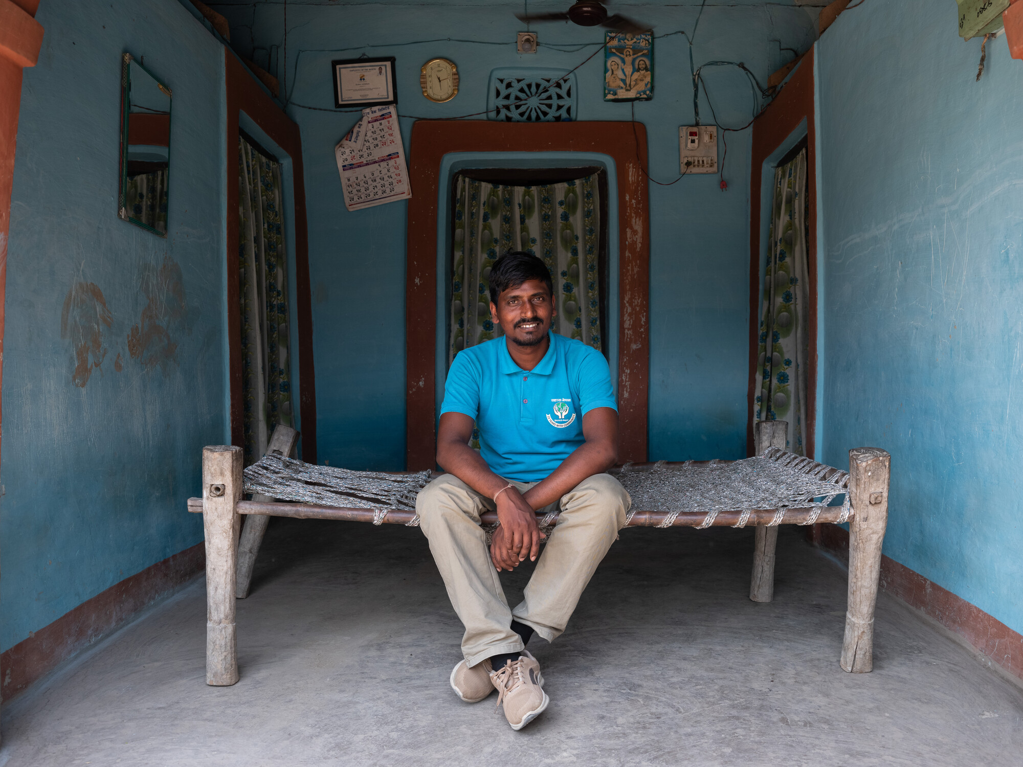 Rajendra Sah (31), a staff of SAHAS is in Jahada Rural Municipality-5, Morang, Nepal  on Tuesday, April 23, 2024. Rajendra was a formar participant of VTP, now he gives training to other participants.