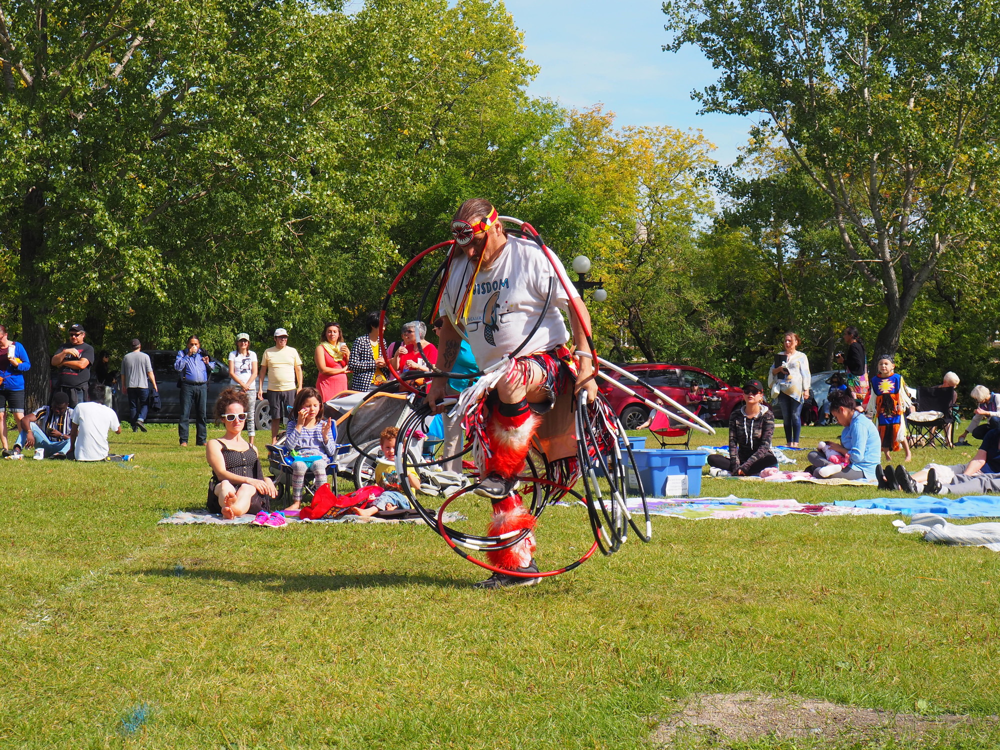 Melvin Starr, Ojibwe Hoop Dancer, performed at the We Are All Treaty People Celebration held on Parks Canada land at the Forks, the meeting place of the Red and Assiniboine Rivers, in Winnipeg, Manito