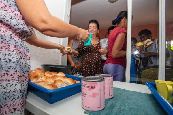 Canned meat being served