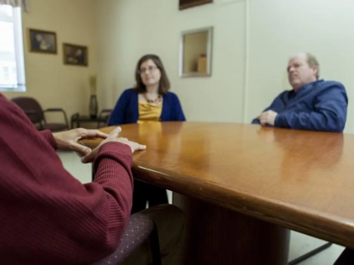 Group of people having a conversation