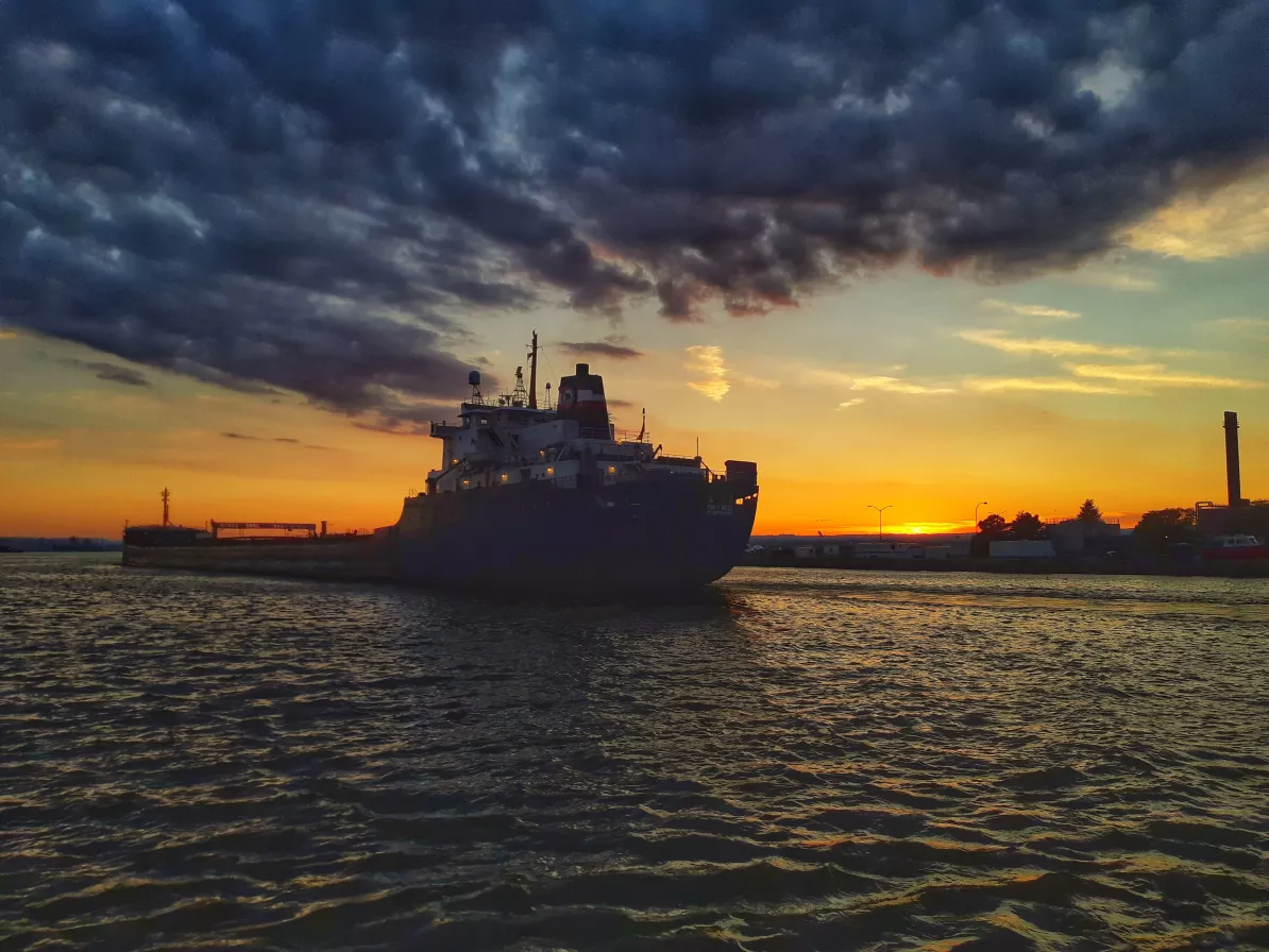 A photo of a large boat on water