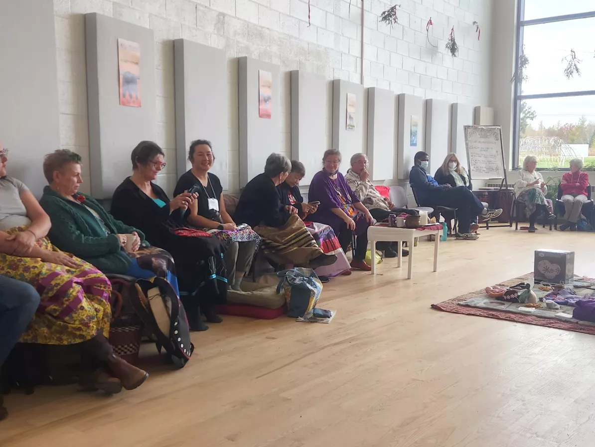 Participants at the Seven Generations Gathering in November 2023 meet in Tatamagouche Centre, in Bayhead, Nova Scotia. (Photo courtesy of Tatamagouche Centre)