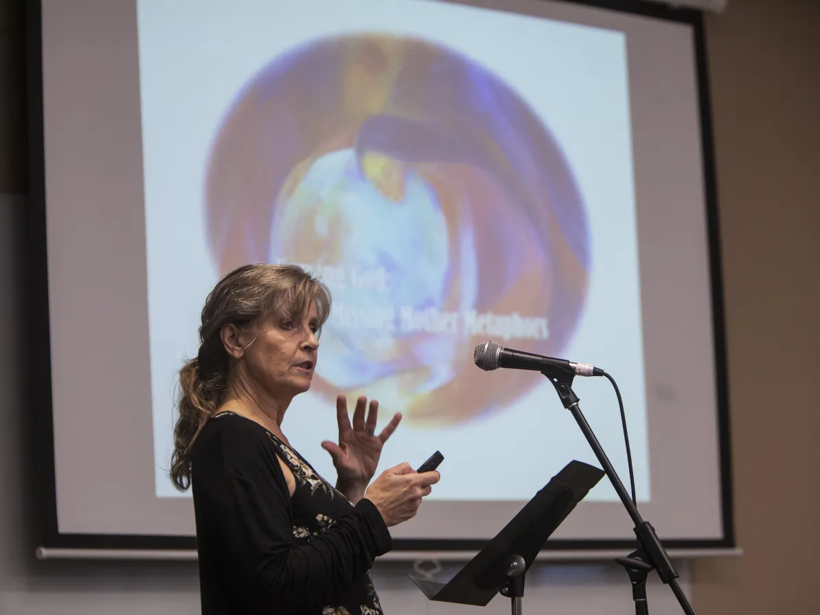 Valorie Hiebert speaking to audience