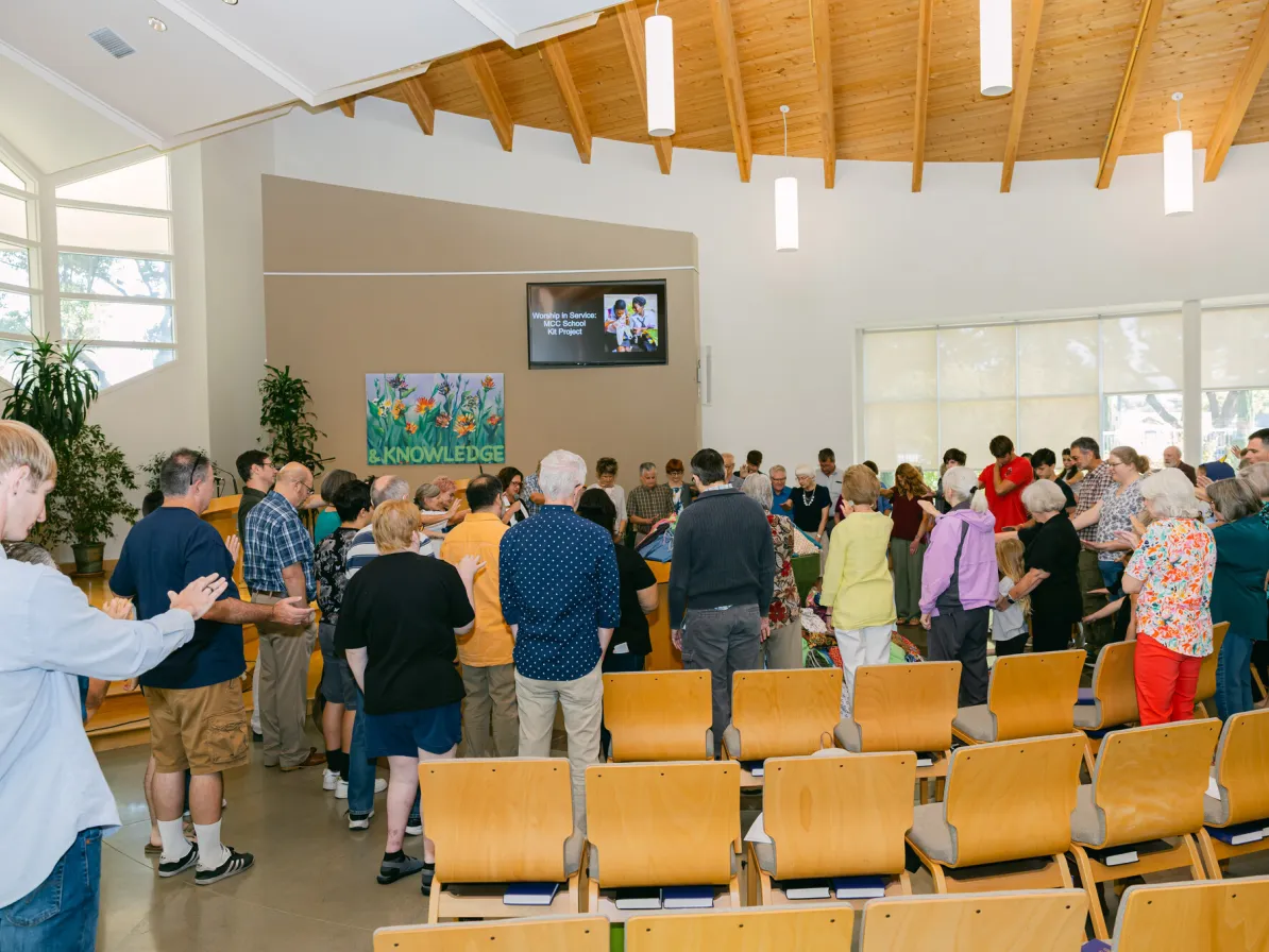 Willow Avenue Church members in Fresno, California, put together school kits and prayed over them during their Peace Sunday service, September 22, 2024.
