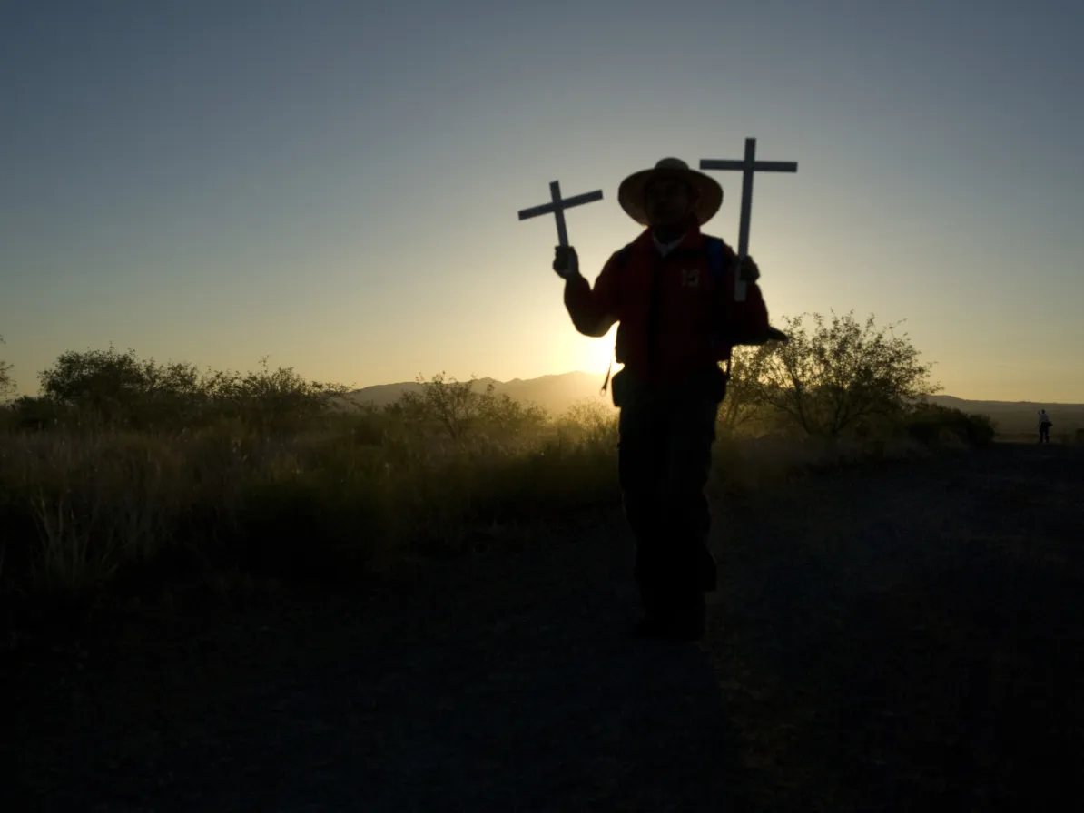 Silverio Ontiveros and a group, including 11 members of an MCC delegation, participated in Migrant Trail: We Walk for Life, from May 28 through June 3, 2008. Migrant Trail is a 75-mile walk from Sasab