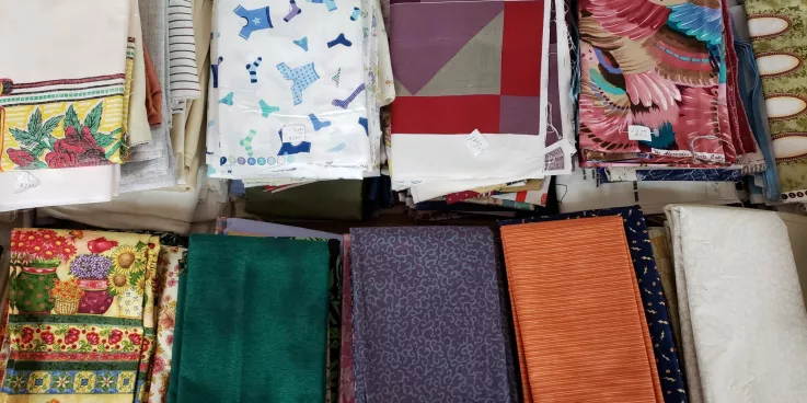 Stacks of folded fabrics
