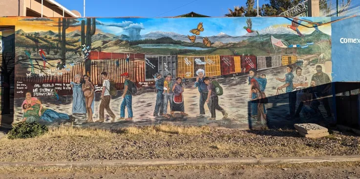 Mural of migrant journey