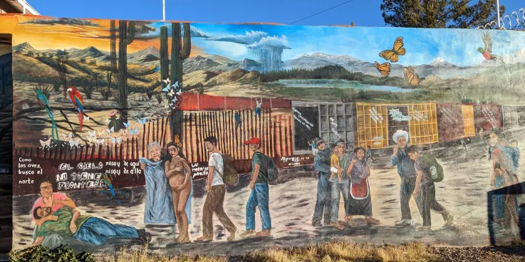 Mural at MCC partner and migrant shelter Centro de Atencion al Migrante Exodus (CAME) in Agua Prieta, Sonora, Mexico