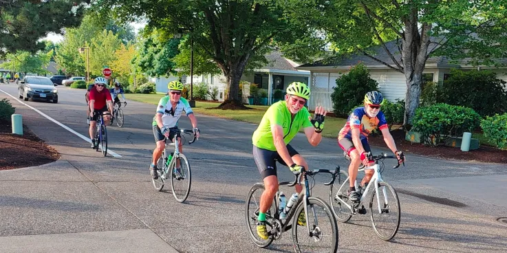 Group of cyclist riding in the street