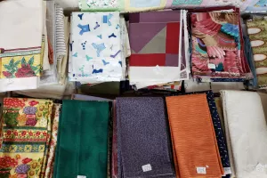 Stacks of folded fabrics