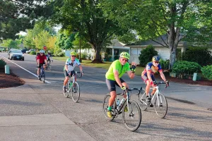 Group of cyclist riding in the street