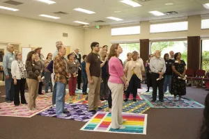 A Loss of Turtle Island blanket exercise, led by MCC Central States staff Erica Littlewolf (Northern Cheyenne) and Karin Kaufman Wall, was one of the events held on the first day of the MCC Native Ame