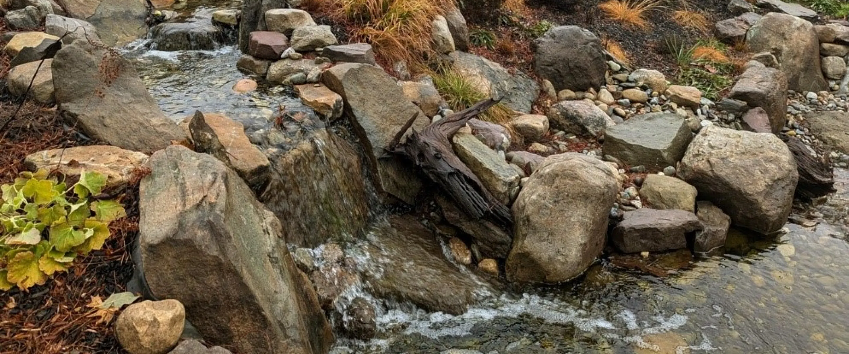 Stream passes through gray rocks