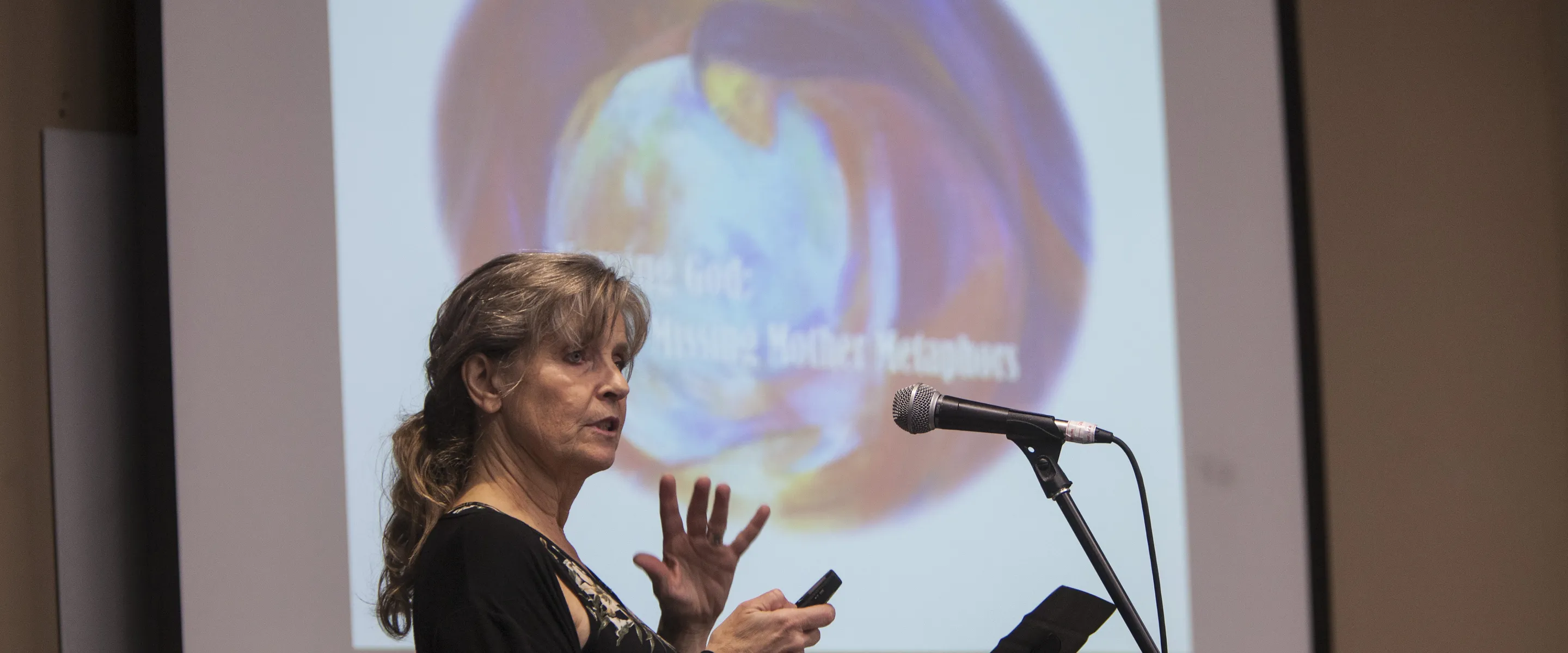 Valorie Hiebert speaking to audience