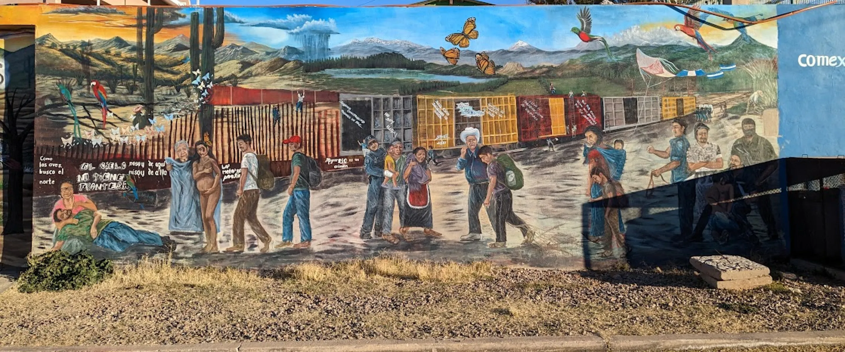 Mural of migrant journey