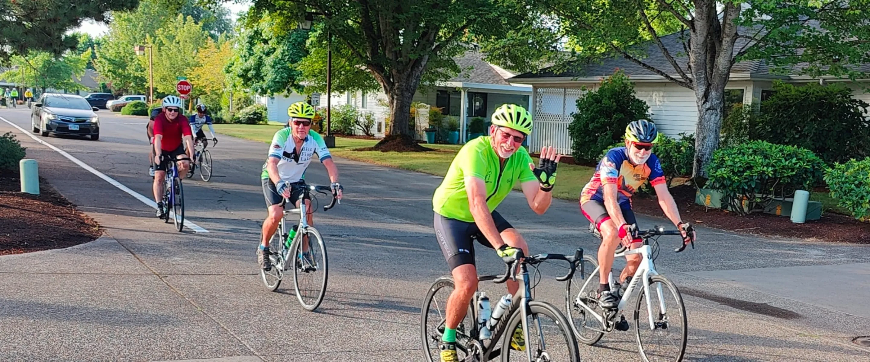 Group of cyclist riding in the street