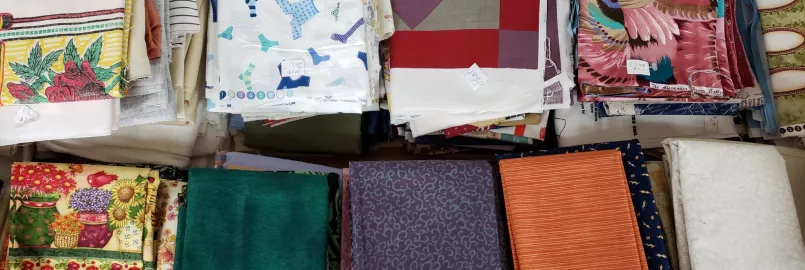 Stacks of folded fabrics